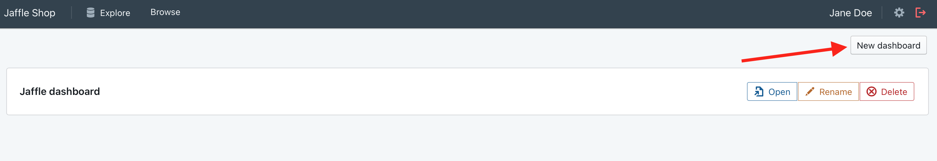 click new dashboard