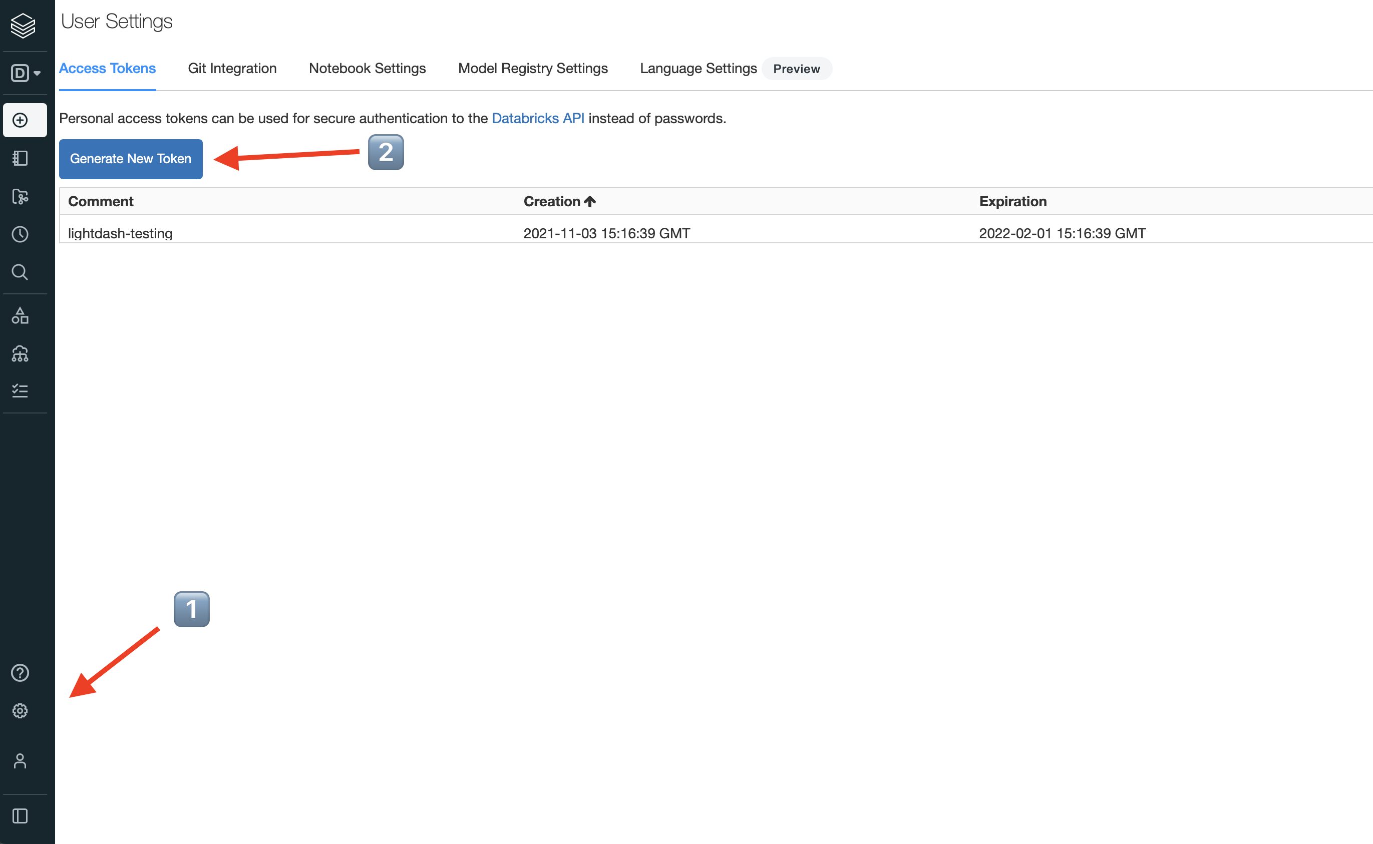databricks access screenshot