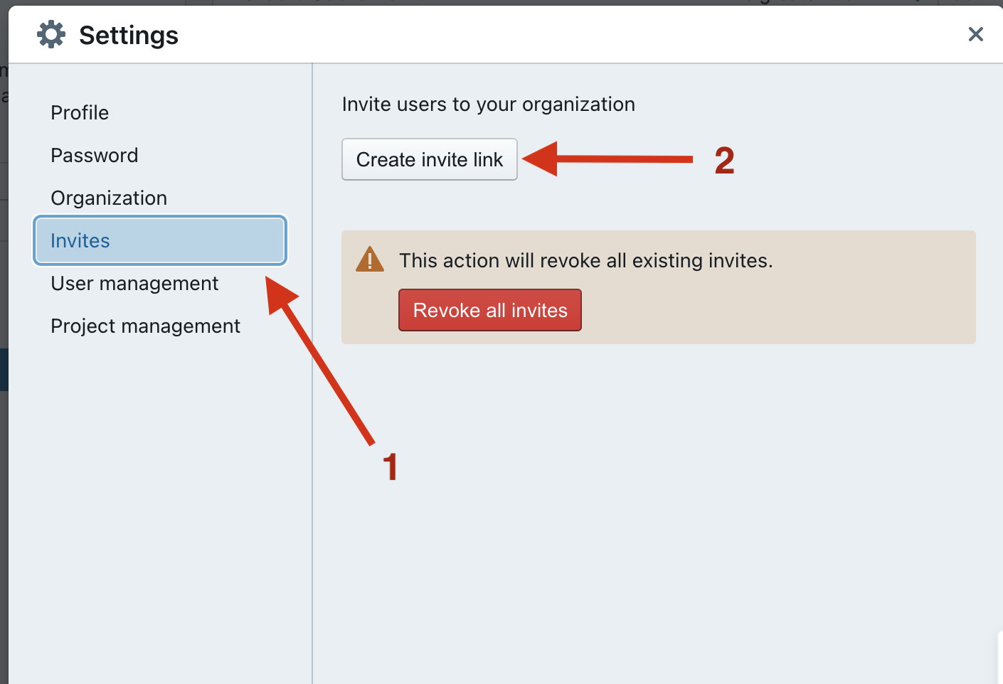 invite user action