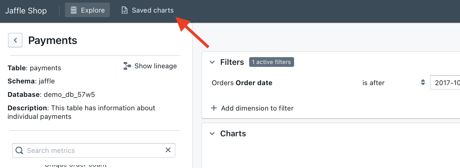 view saved charts